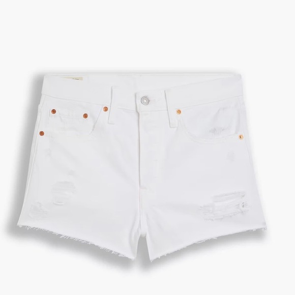 Levi’s High Waisted White Woman’s Jean Shorts - Picture 3 of 8